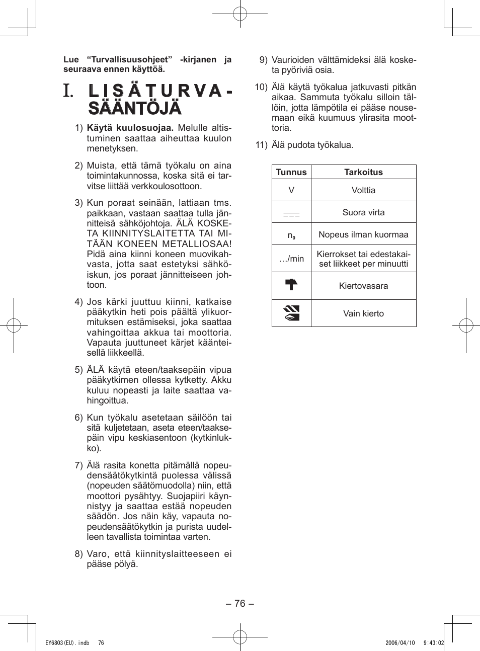 Panasonic EY6803 User Manual | Page 76 / 100