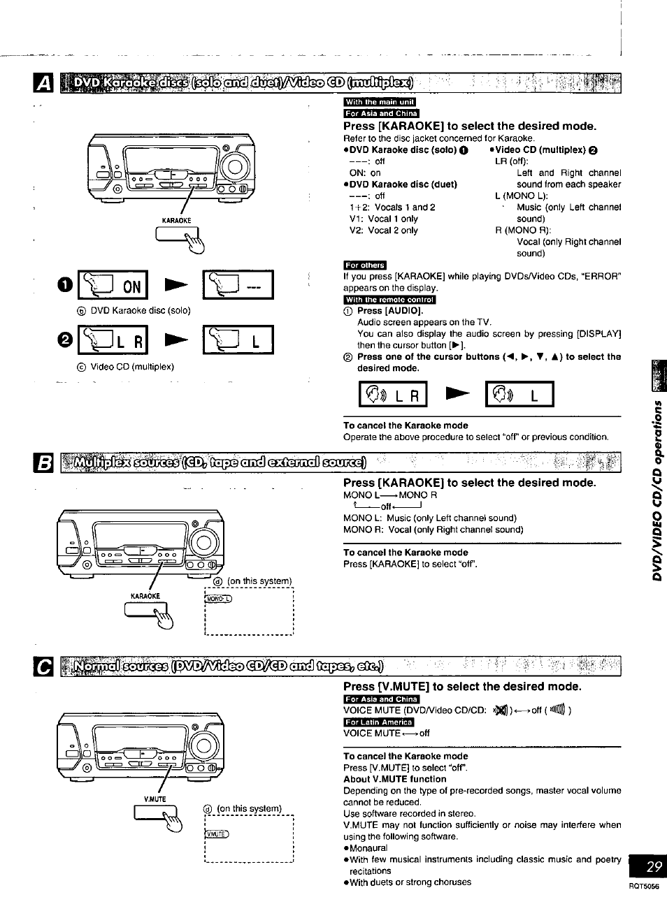 Press [karaoke] to select the desired mode | Panasonic SC-DV100 User Manual | Page 29 / 68
