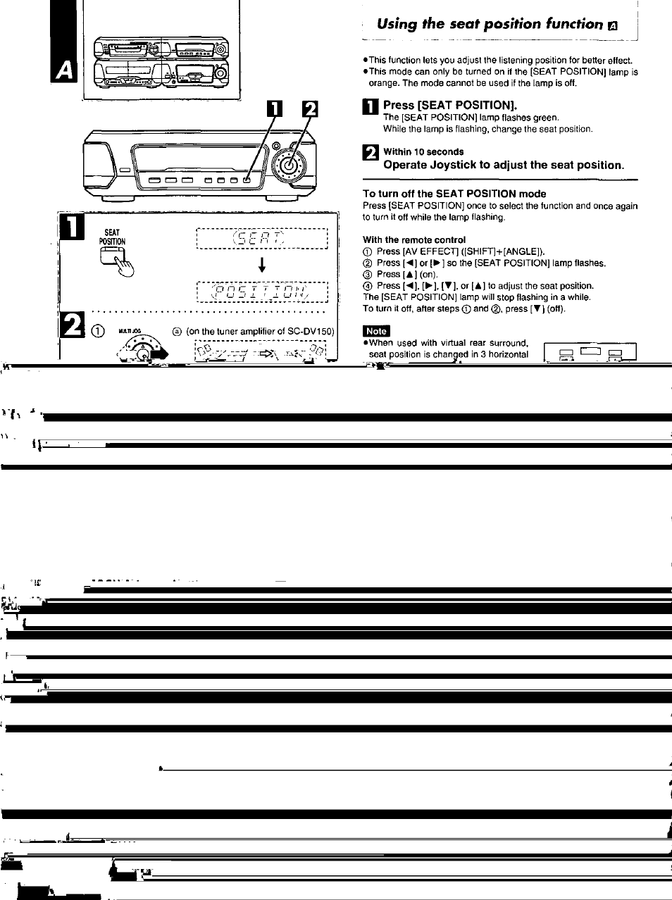 Press [seat position, Operate joystick to adjust the seat position, Using the seat position function q | Panasonic SC-DV100 User Manual | Page 50 / 68