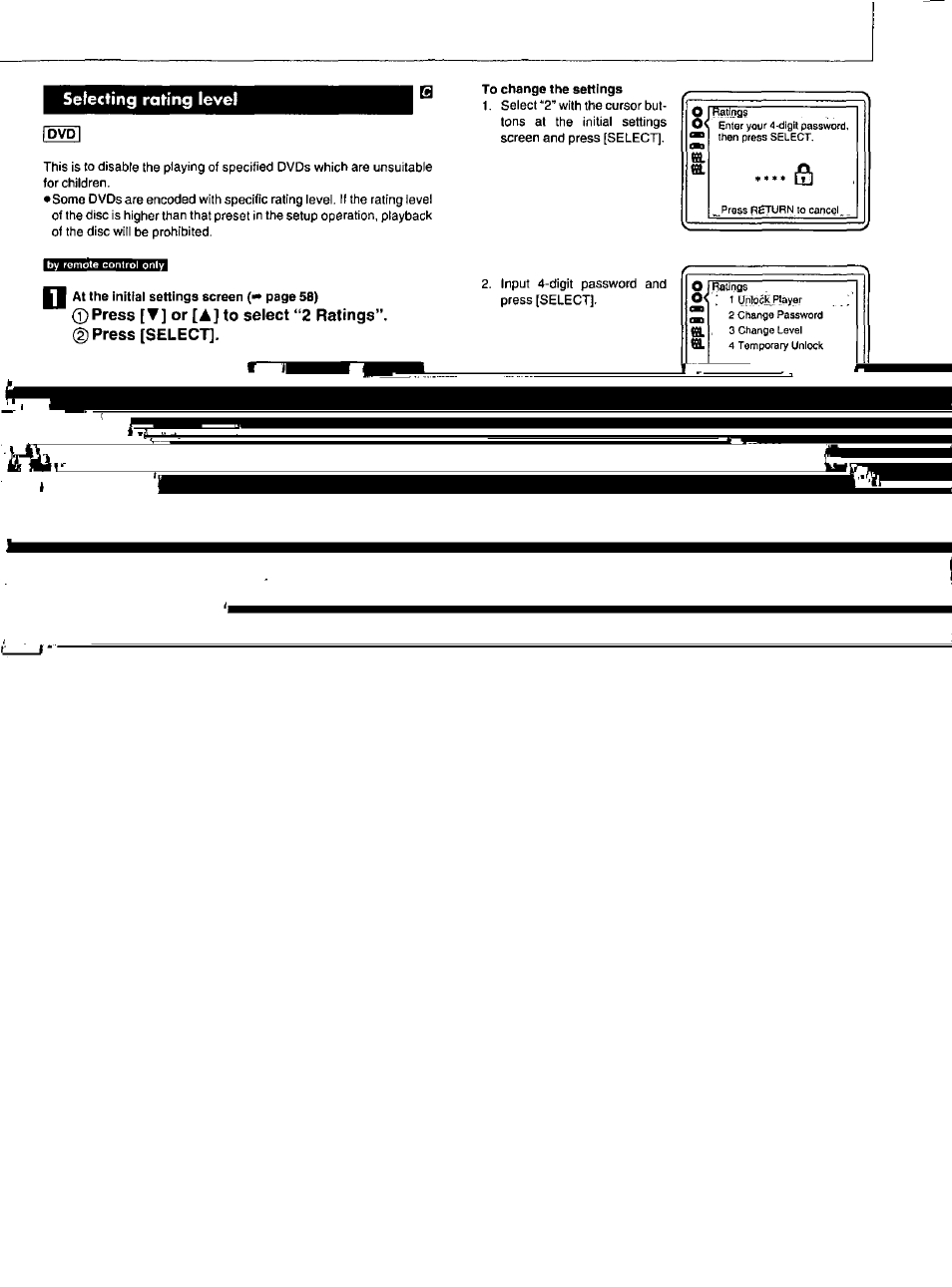 Selecting rating level b | Panasonic SC-DV100 User Manual | Page 59 / 68