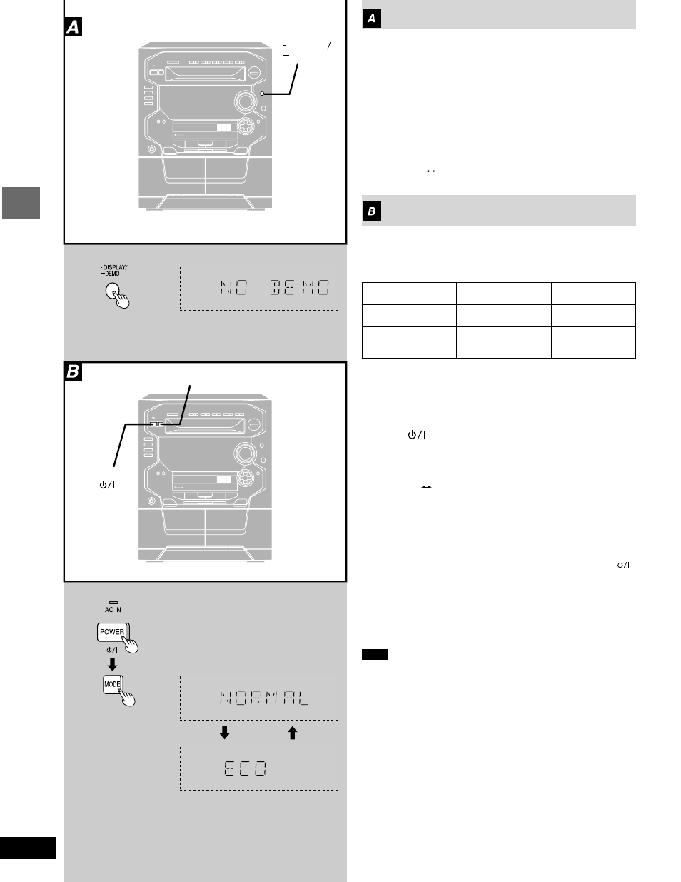 Turning the demo function off (demo), Eco mode (mode), Press [ , power] to turn the unit on. press [mode | Panasonic SC-AK58 User Manual | Page 12 / 40