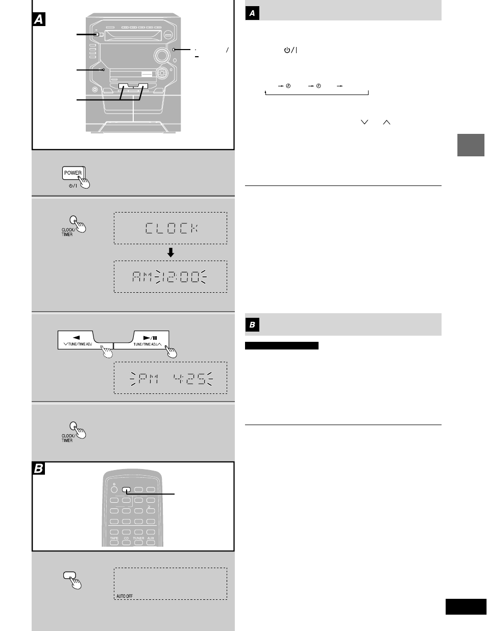 Auto power-off, Setting the time, Press [auto off | Panasonic SC-AK58 User Manual | Page 13 / 40