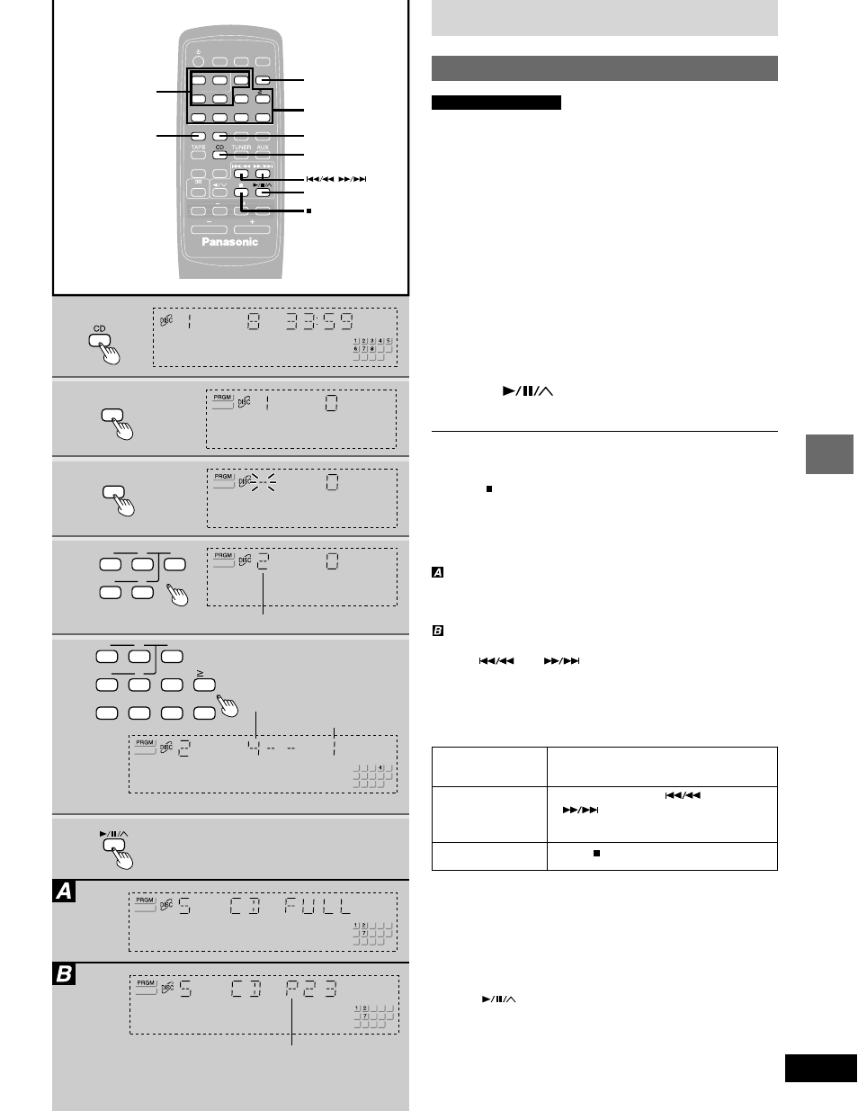 Listening to compact discs, Program play, Press [cd | Press [program]. 3. press [disc]. 4, Press | Panasonic SC-AK58 User Manual | Page 19 / 40