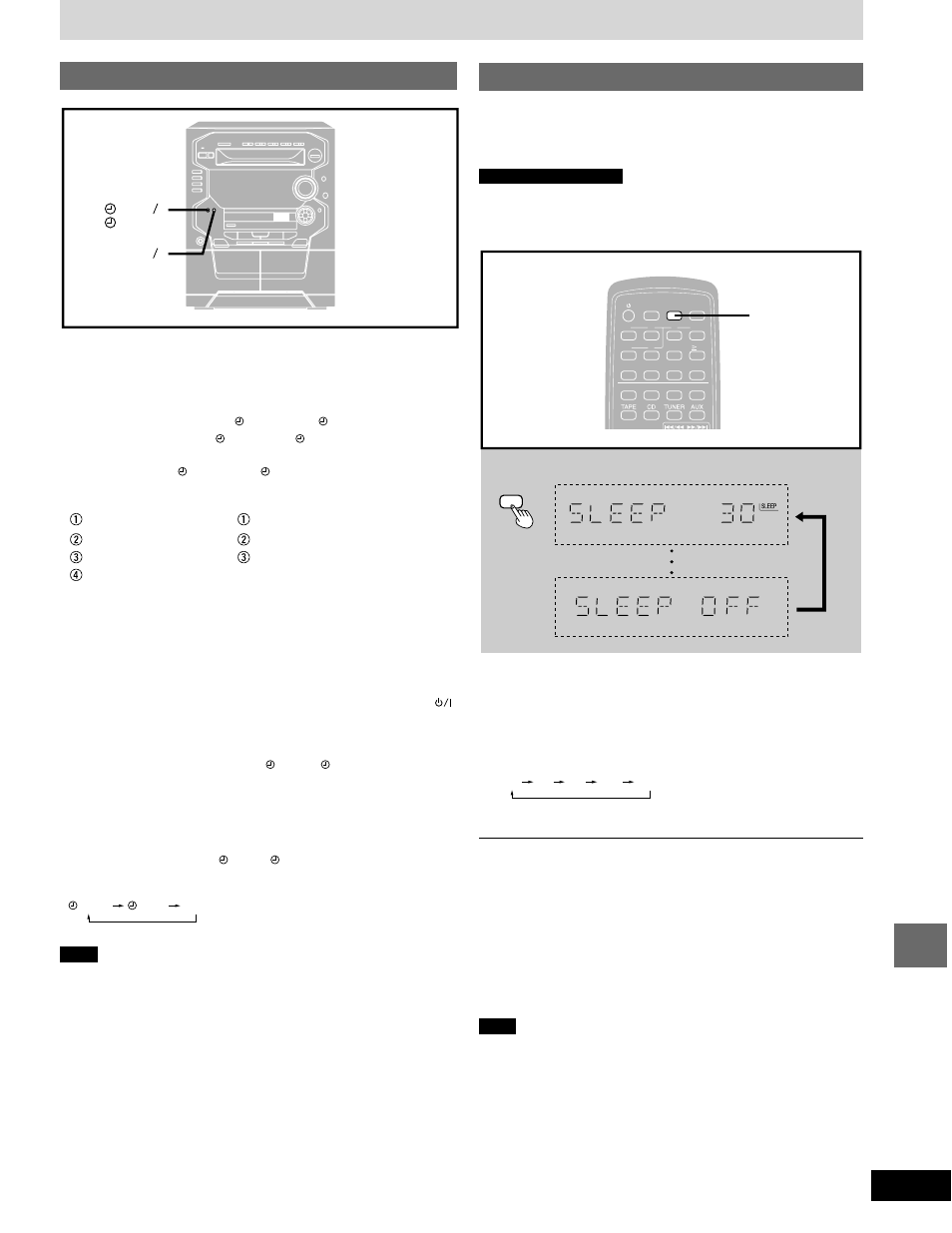 Using the timer, Using the play/record timer, Using the sleep timer | Press [sleep] to select the desired time, Timer and others, Clock timer rec play | Panasonic SC-AK58 User Manual | Page 33 / 40