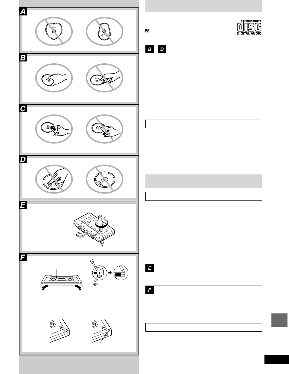 Concerning cds, Concerning cassette tapes | Panasonic SC-AK58 User Manual | Page 35 / 40