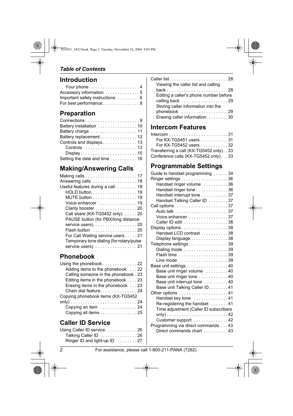 Panasonic KX-TG5451 User Manual | Page 2 / 76