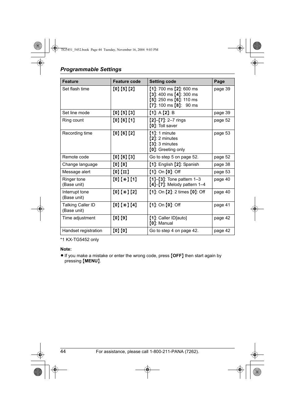 Panasonic KX-TG5451 User Manual | Page 44 / 76