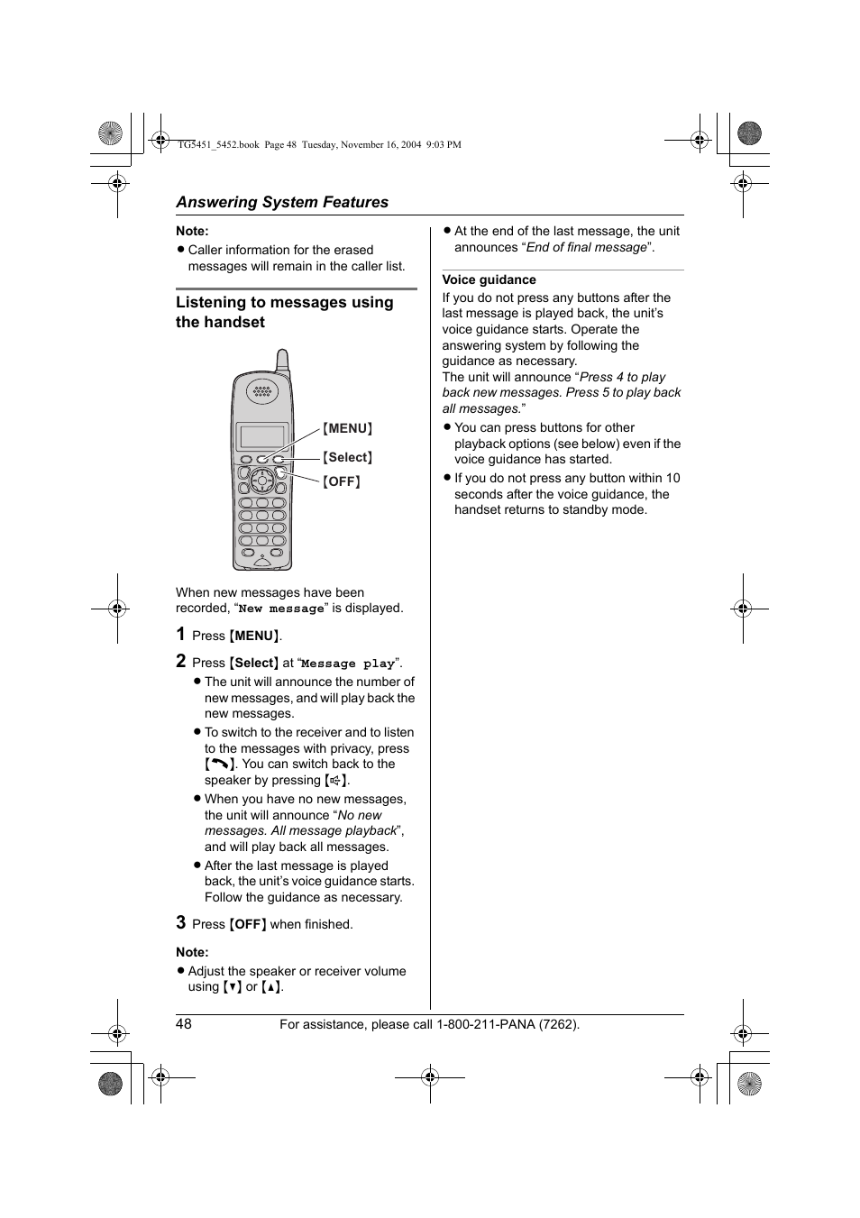 Panasonic KX-TG5451 User Manual | Page 48 / 76