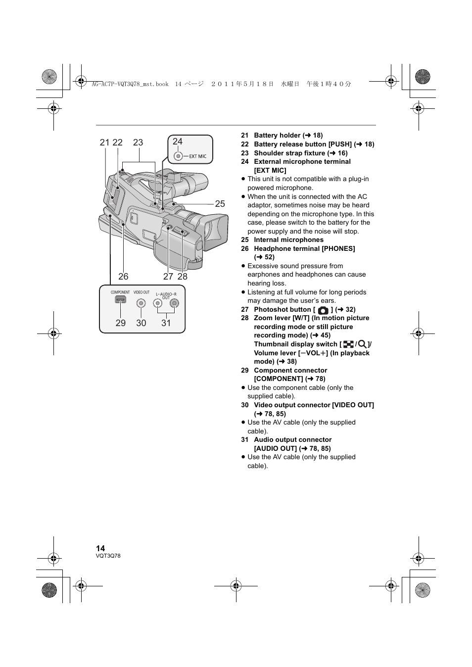 Panasonic AG-AC7P User Manual | Page 14 / 116