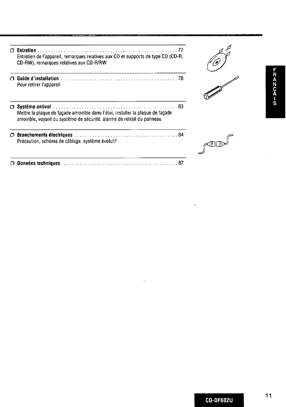 Panasonic CQ-DF602U User Manual | Page 11 / 124