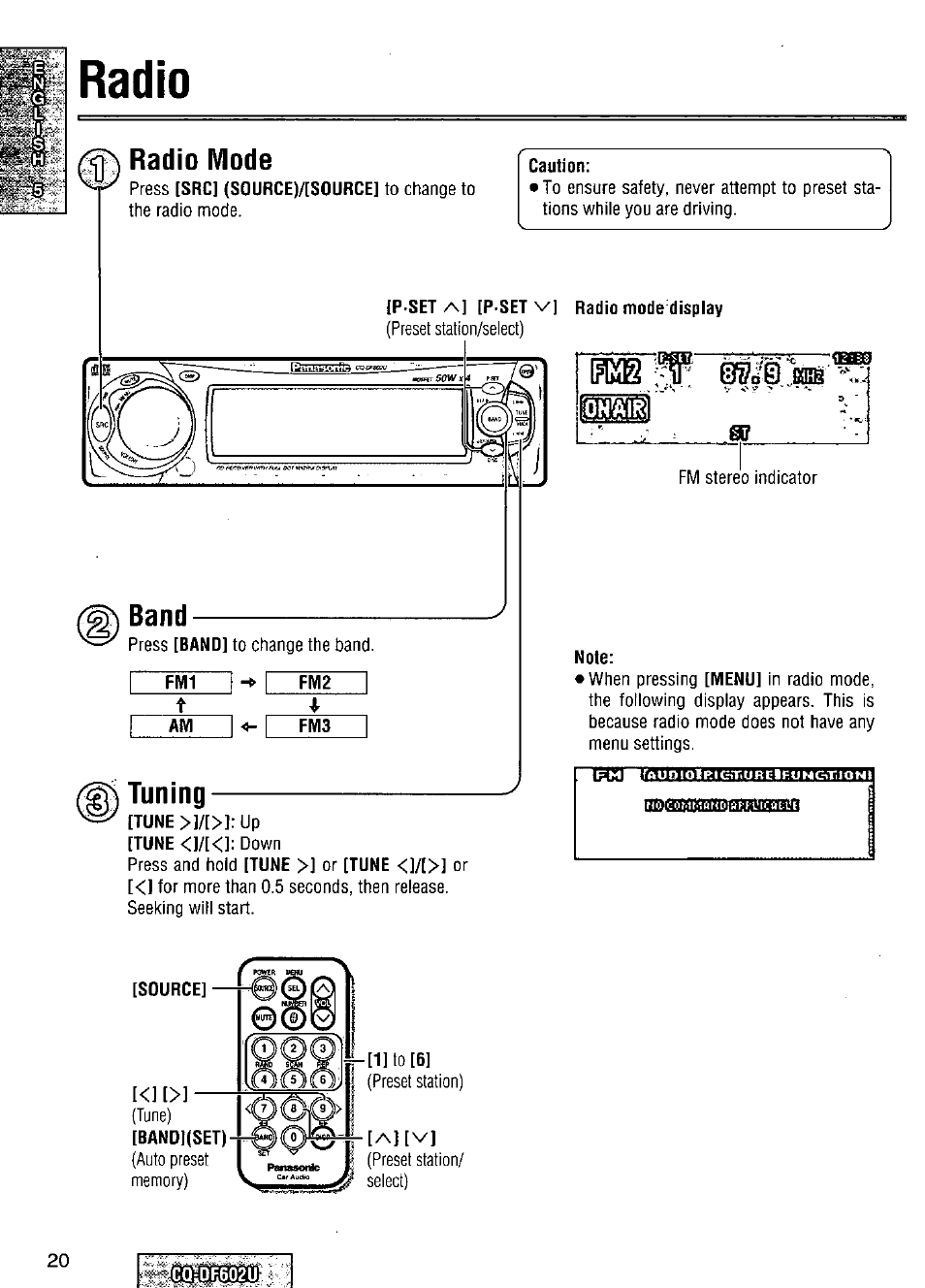 Panasonic CQ-DF602U User Manual | Page 20 / 124