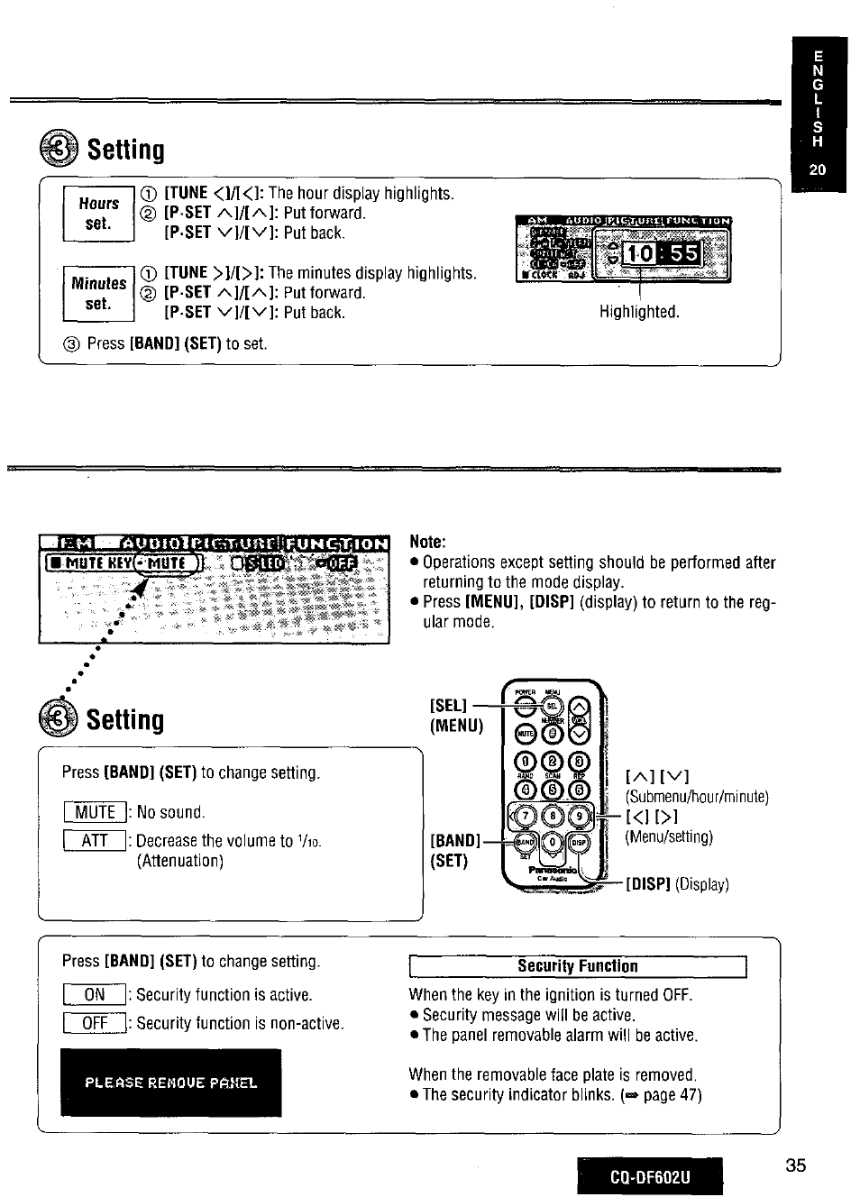 Setting, Dcemiseaoiai) | Panasonic CQ-DF602U User Manual | Page 35 / 124