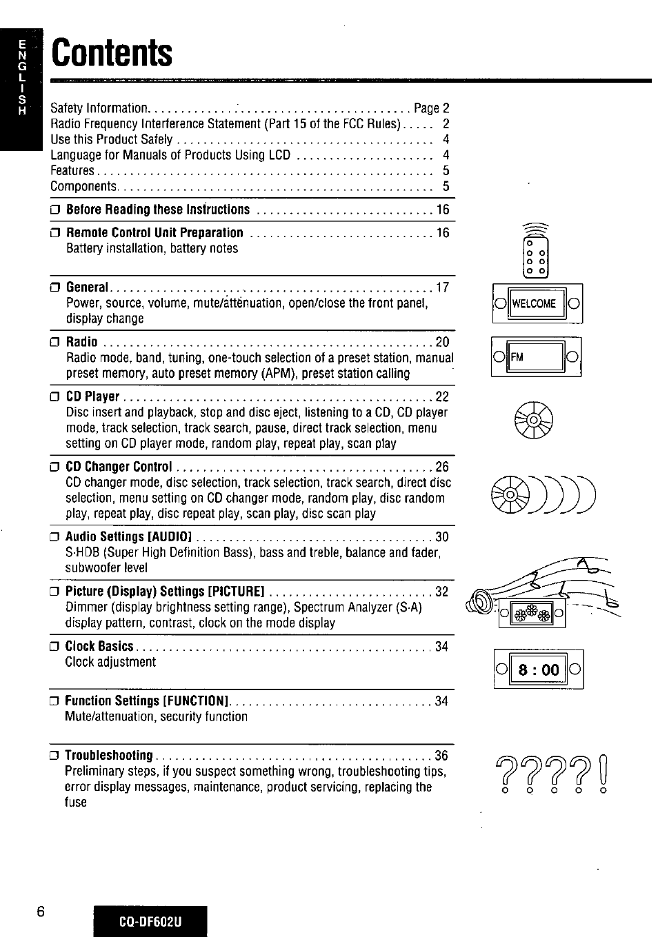 Panasonic CQ-DF602U User Manual | Page 6 / 124