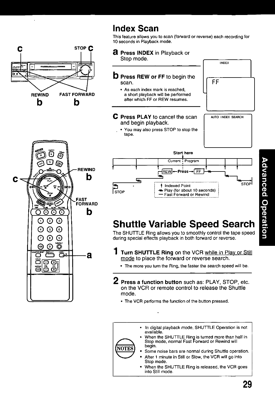 Shuttle variable speed search, Index scan | Panasonic OMNIVISION PV-HD1000 User Manual | Page 29 / 49