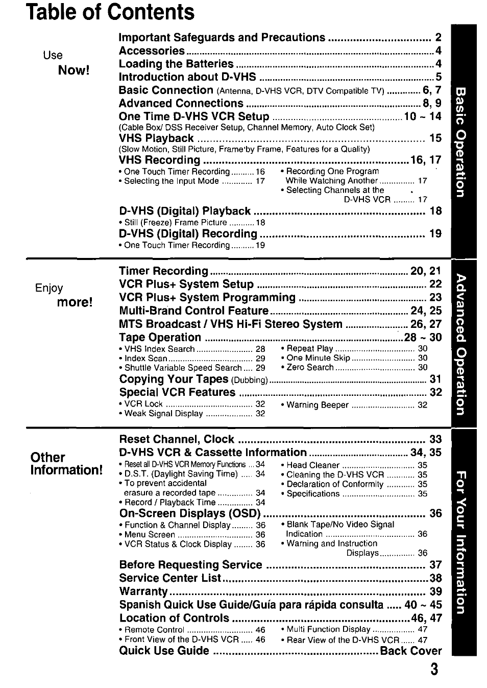 Panasonic OMNIVISION PV-HD1000 User Manual | Page 3 / 49