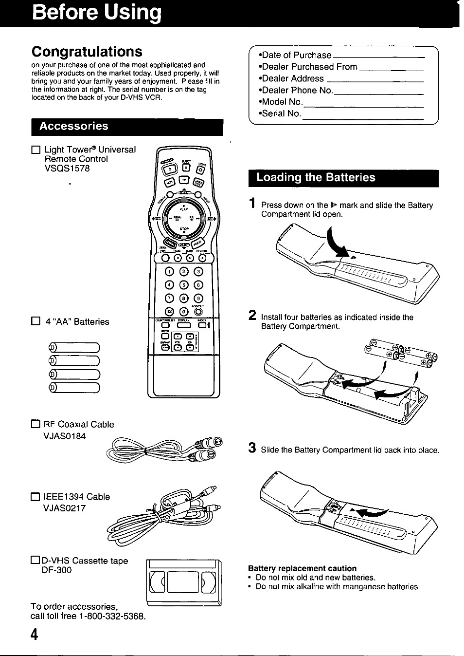 Before using | Panasonic OMNIVISION PV-HD1000 User Manual | Page 4 / 49