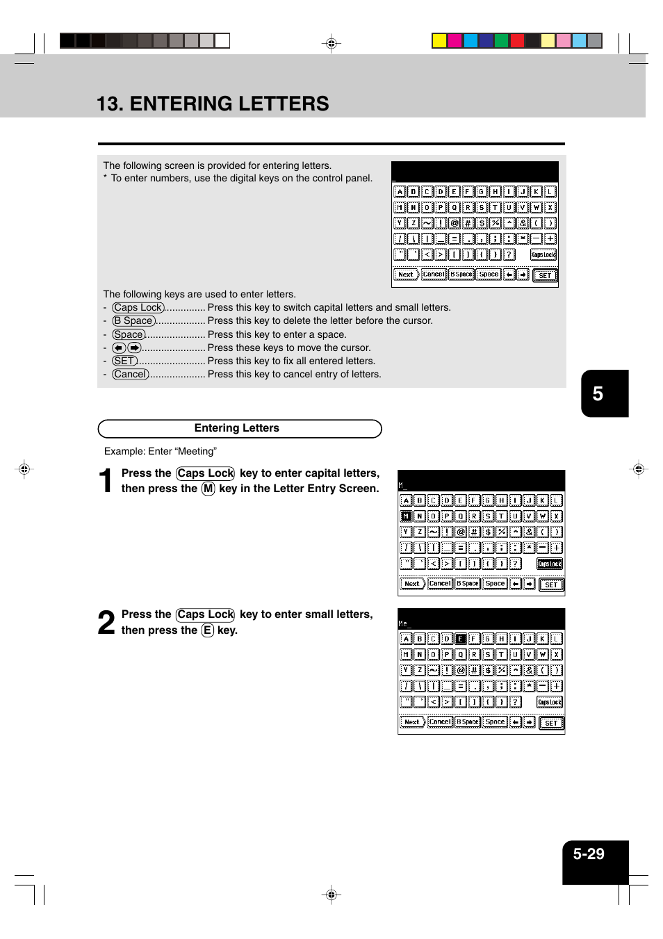 Entering letters | Panasonic DP-6530 User Manual | Page 117 / 172