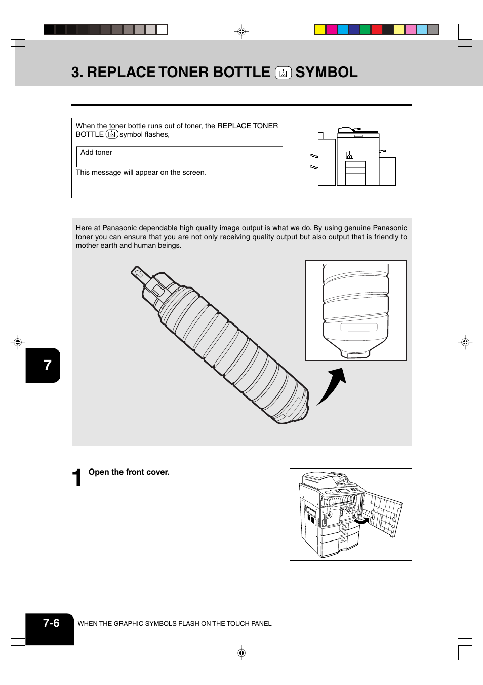 Replace toner bottle symbol | Panasonic DP-6530 User Manual | Page 134 / 172
