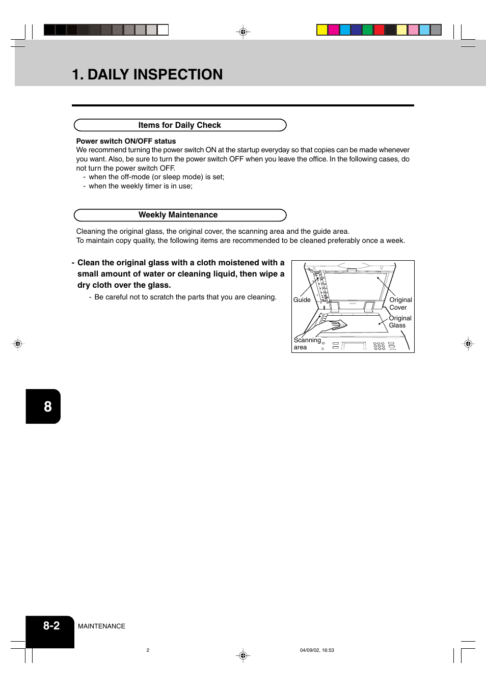 Daily inspection | Panasonic DP-6530 User Manual | Page 158 / 172