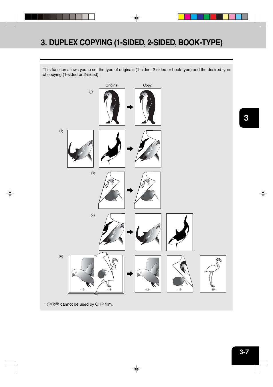 Duplex copying (1-sided, 2-sided, book-tpye), Duplex copying (1-sided, 2-sided, book-type) | Panasonic DP-6530 User Manual | Page 49 / 172