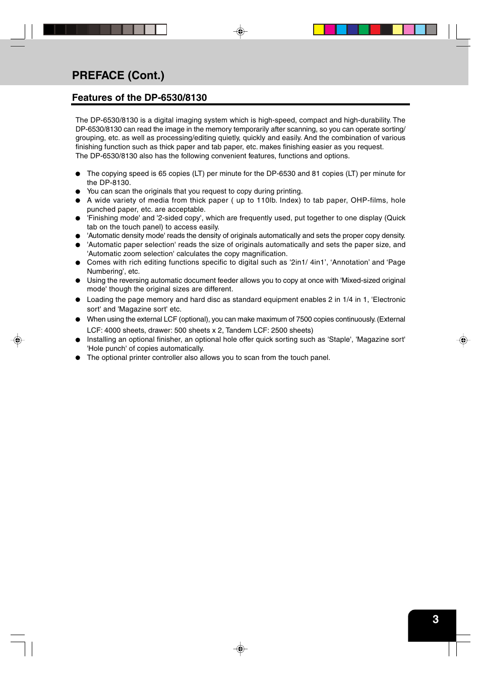 Features of the dp-6530/8130 | Panasonic DP-6530 User Manual | Page 5 / 172