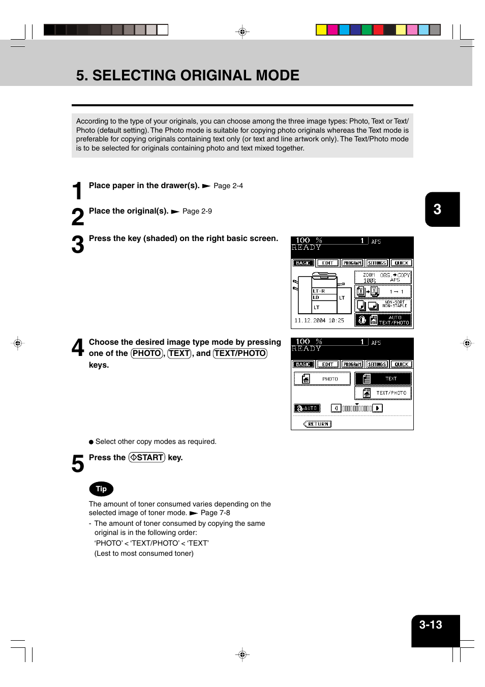 Selecting original mode | Panasonic DP-6530 User Manual | Page 55 / 172