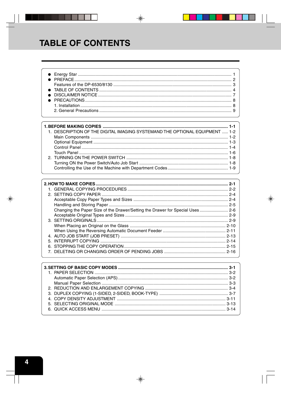 Panasonic DP-6530 User Manual | Page 6 / 172