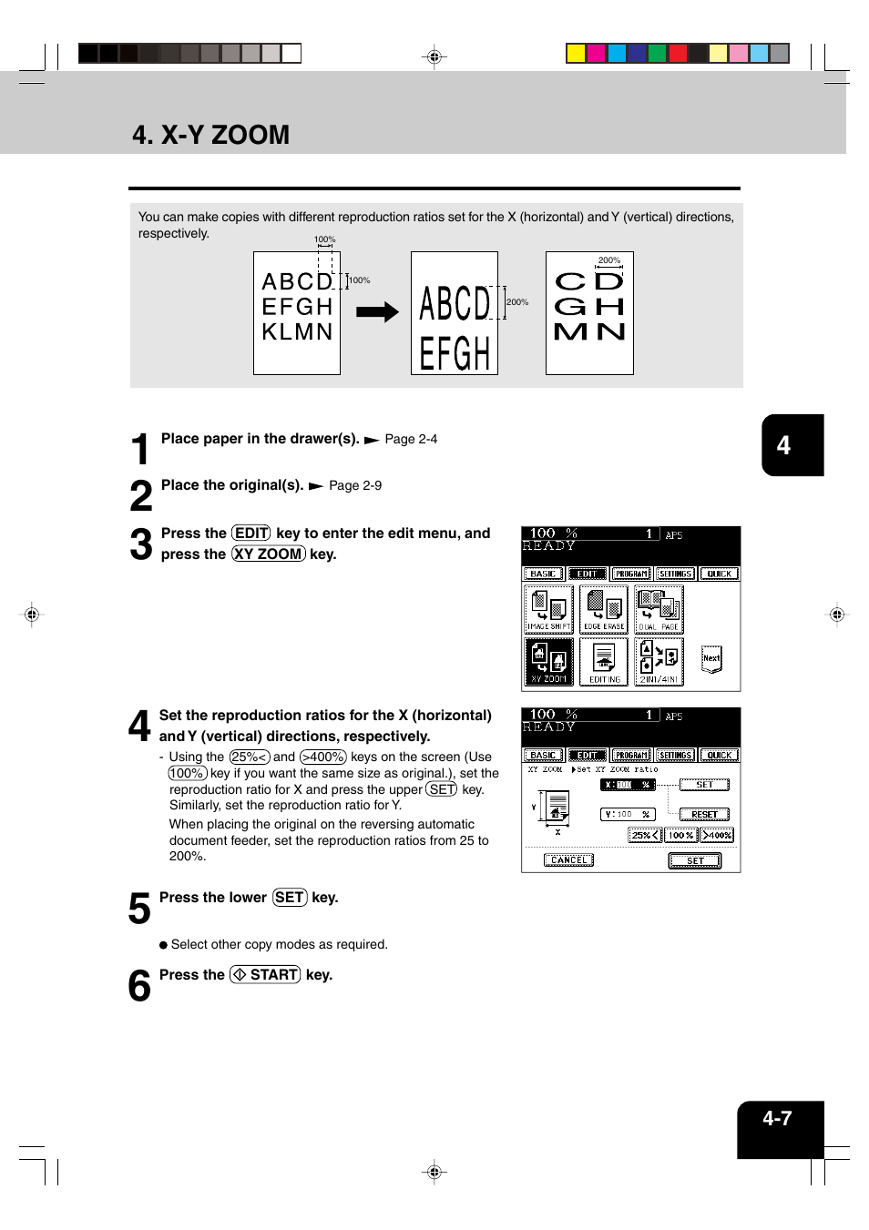 X-y zoom | Panasonic DP-6530 User Manual | Page 63 / 172