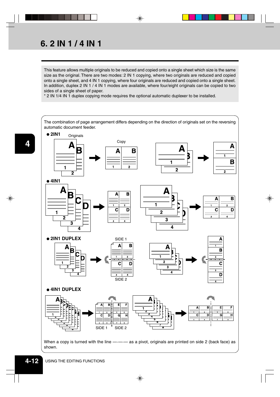 2 in 1/4 in 1, 2 in 1 / 4 in 1 | Panasonic DP-6530 User Manual | Page 68 / 172