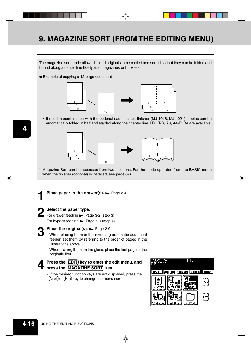 Magazine sort (from the editing menu) | Panasonic DP-6530 User Manual | Page 72 / 172