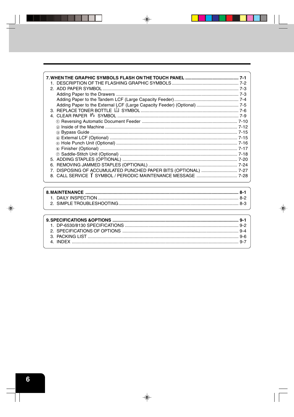 Panasonic DP-6530 User Manual | Page 8 / 172