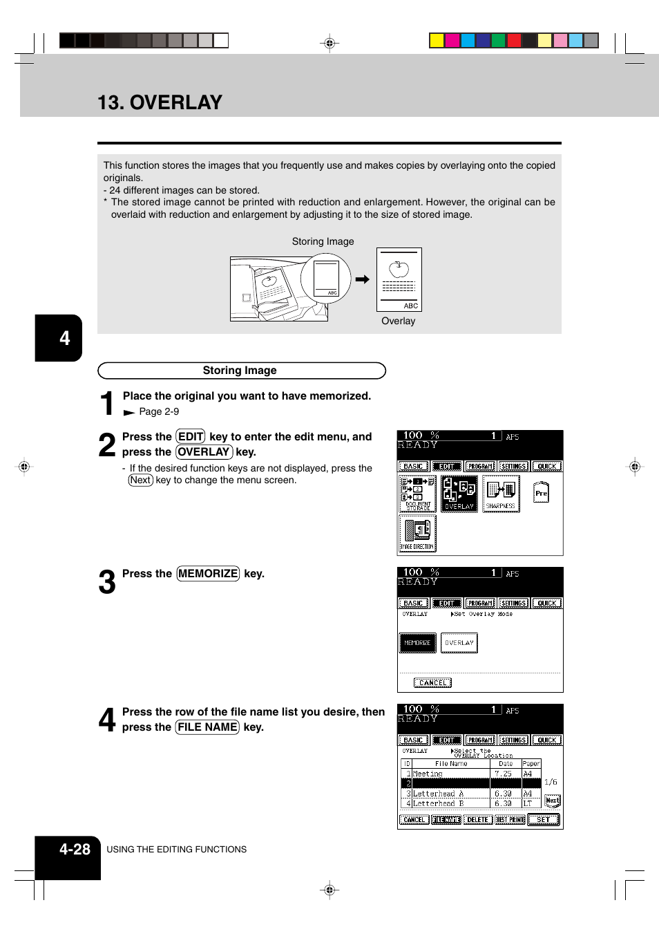 Overlay | Panasonic DP-6530 User Manual | Page 84 / 172