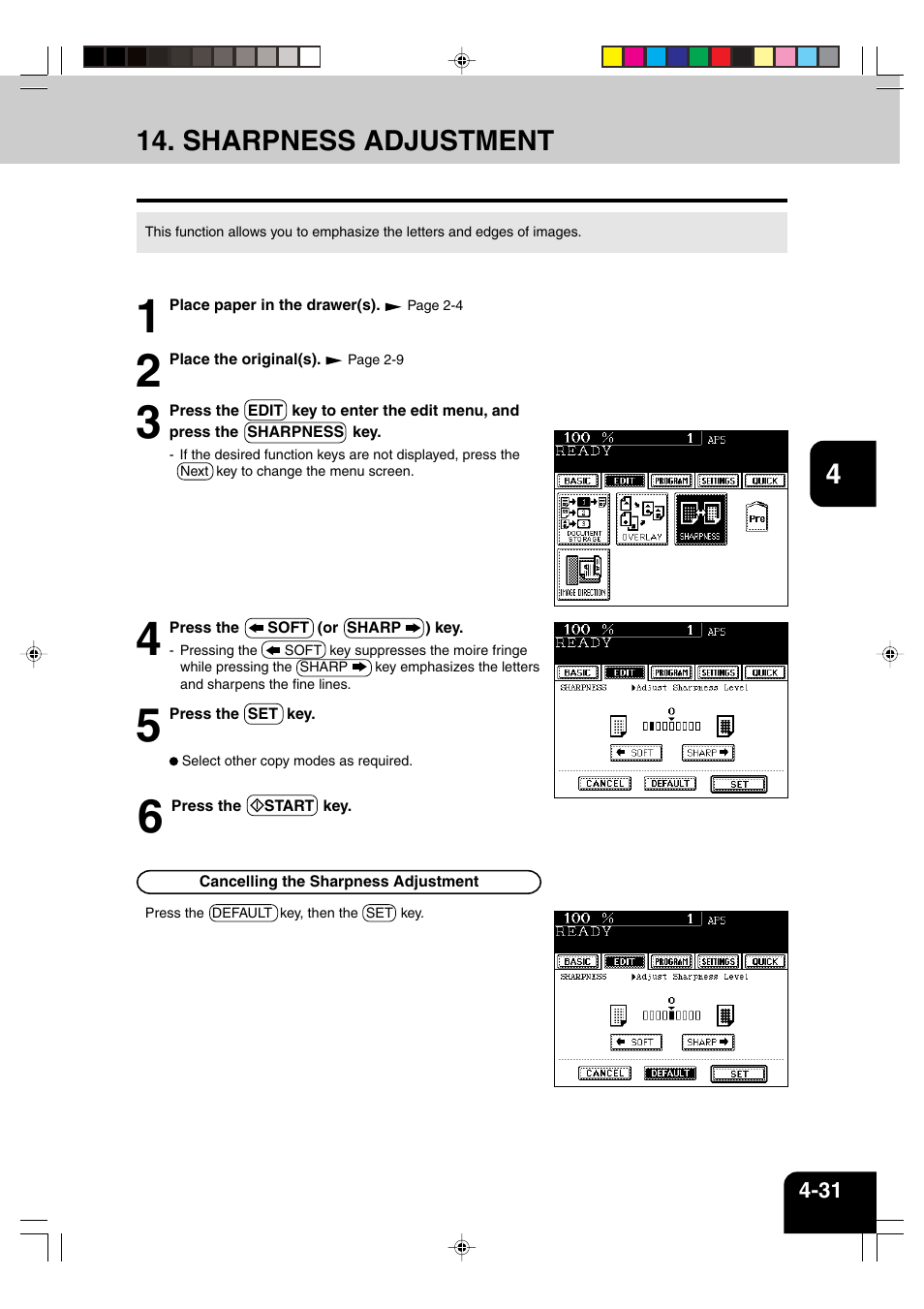 Sharpness adjustment | Panasonic DP-6530 User Manual | Page 87 / 172