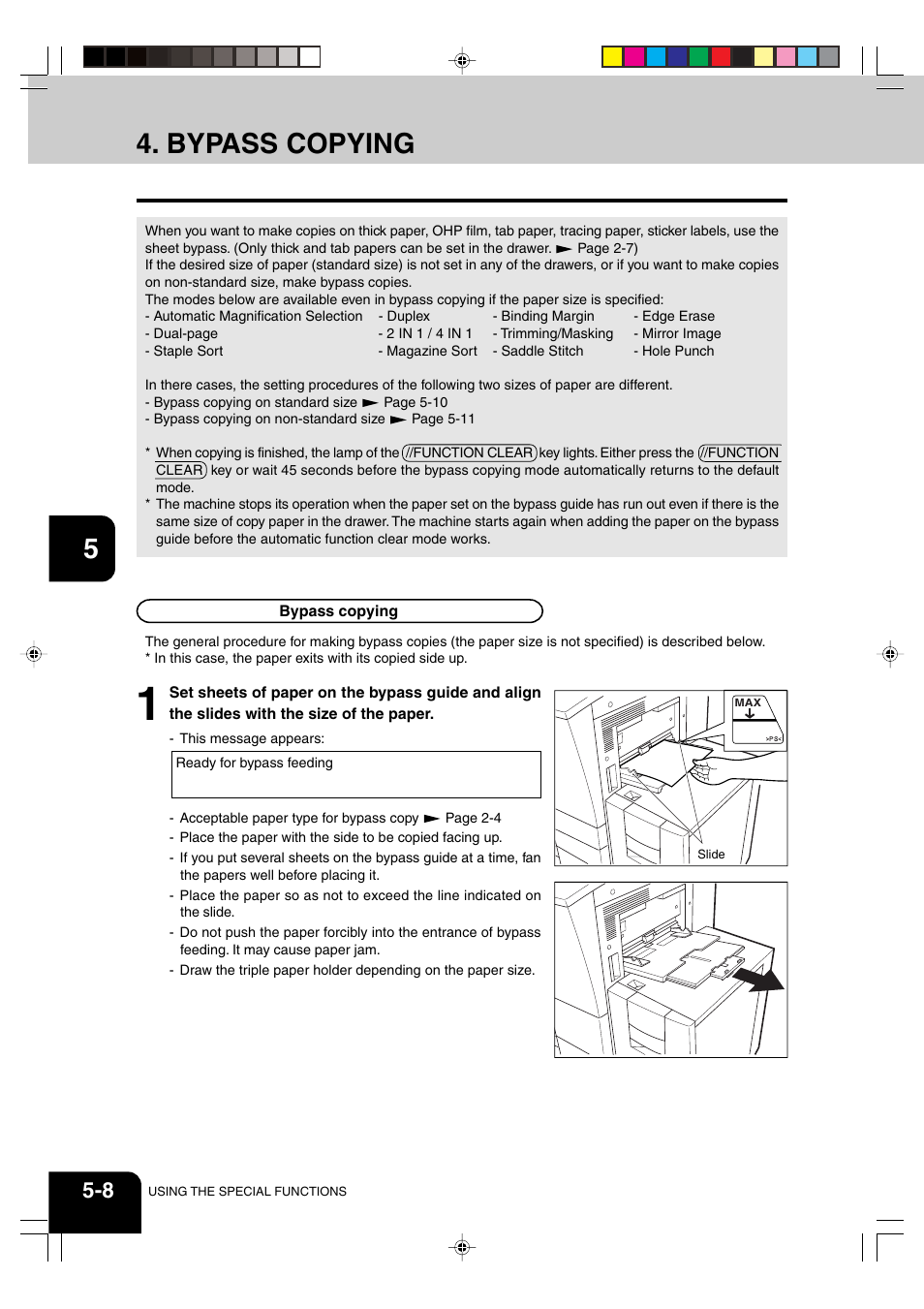 Bypass copying | Panasonic DP-6530 User Manual | Page 96 / 172