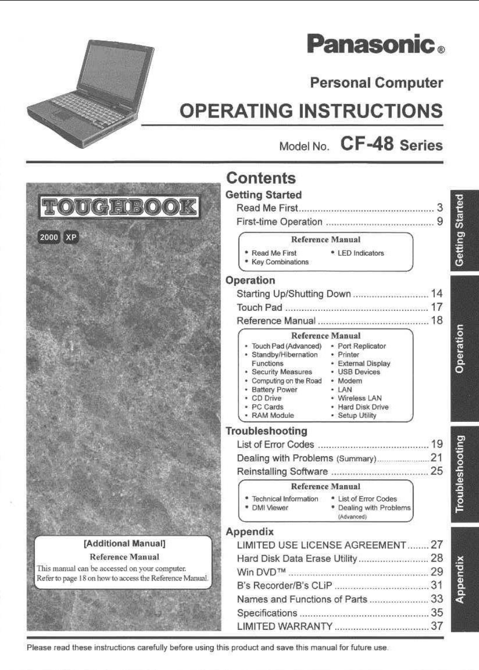 Panasonic CF-48 Series User Manual | 40 pages