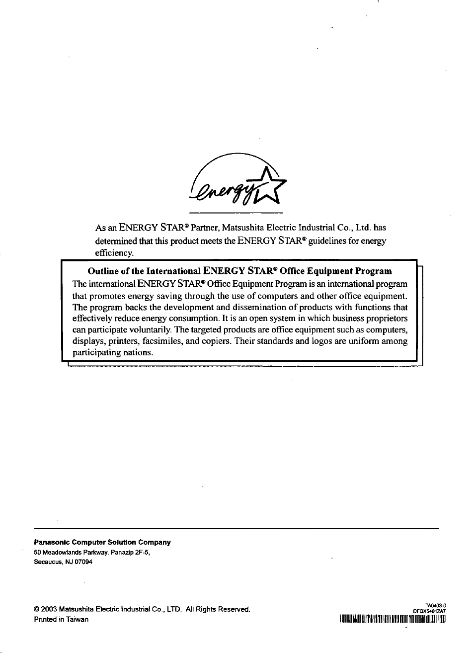 Panasonic CF-48 Series User Manual | Page 40 / 40