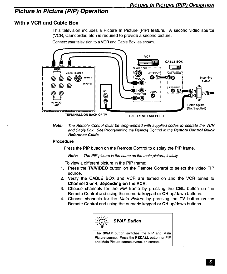 Picture in picture (pip) operation | Panasonic SUPERFLAT CT-27SF26 User Manual | Page 7 / 36