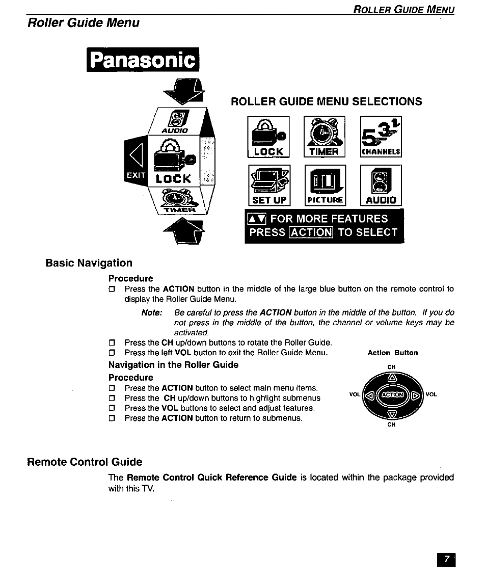 Roller guide menu, 9uni, Panasonic | Panasonic SUPERFLAT CT-27SF26 User Manual | Page 9 / 36