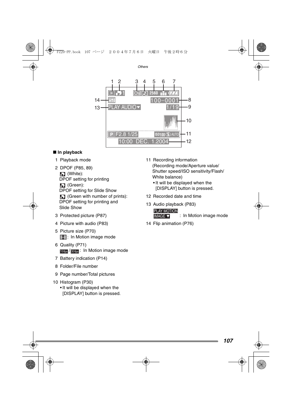 1play audio | Panasonic DMC-FZ20PP User Manual | Page 107 / 128