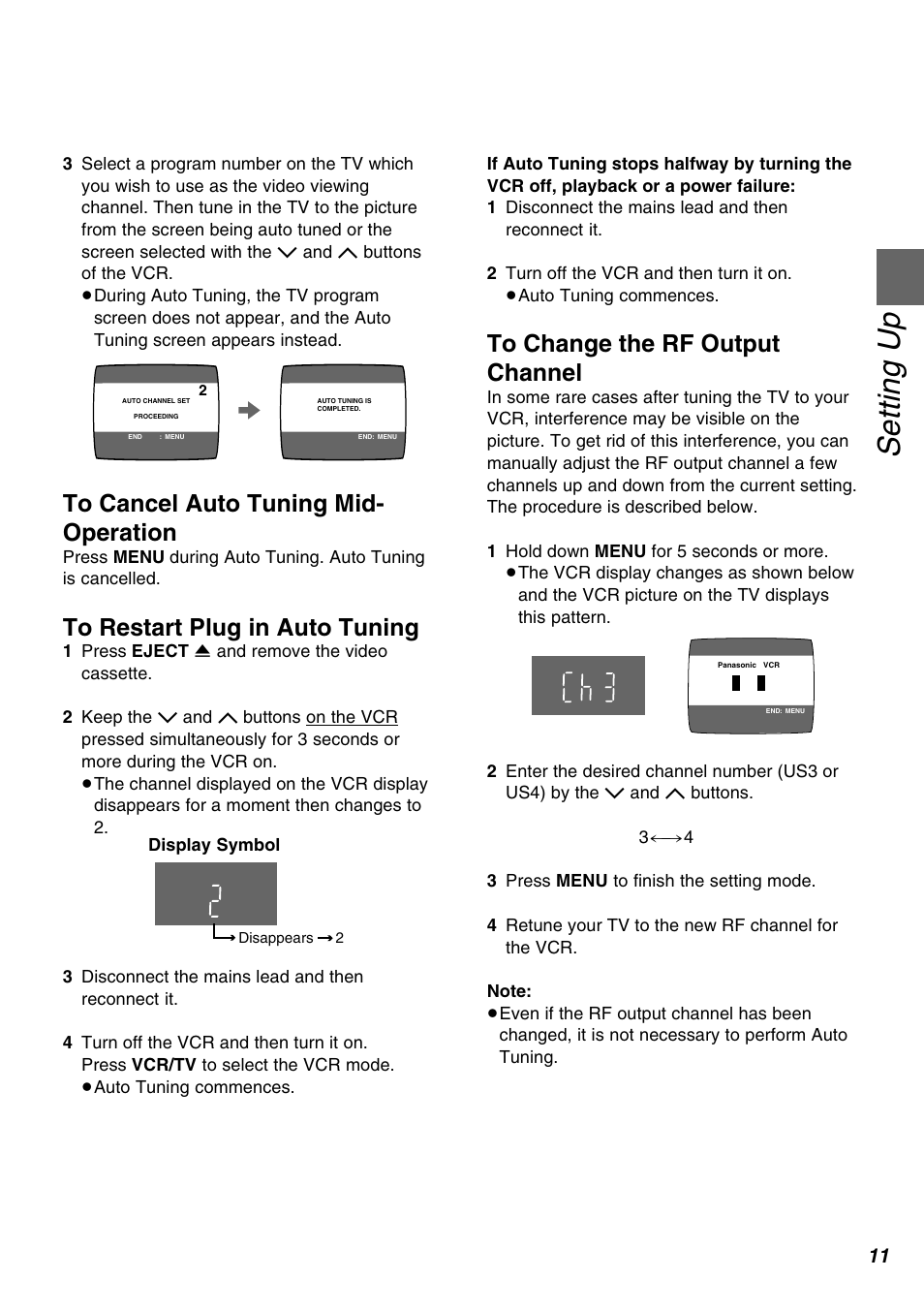 Setting up | Panasonic AG-1350P User Manual | Page 11 / 40