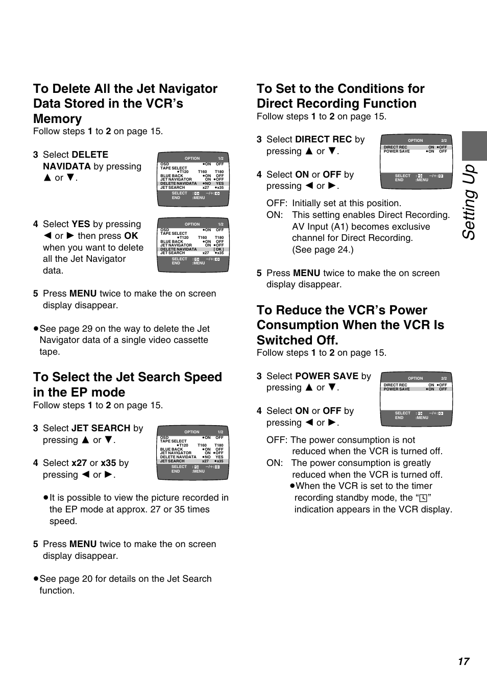 Setting up | Panasonic AG-1350P User Manual | Page 17 / 40