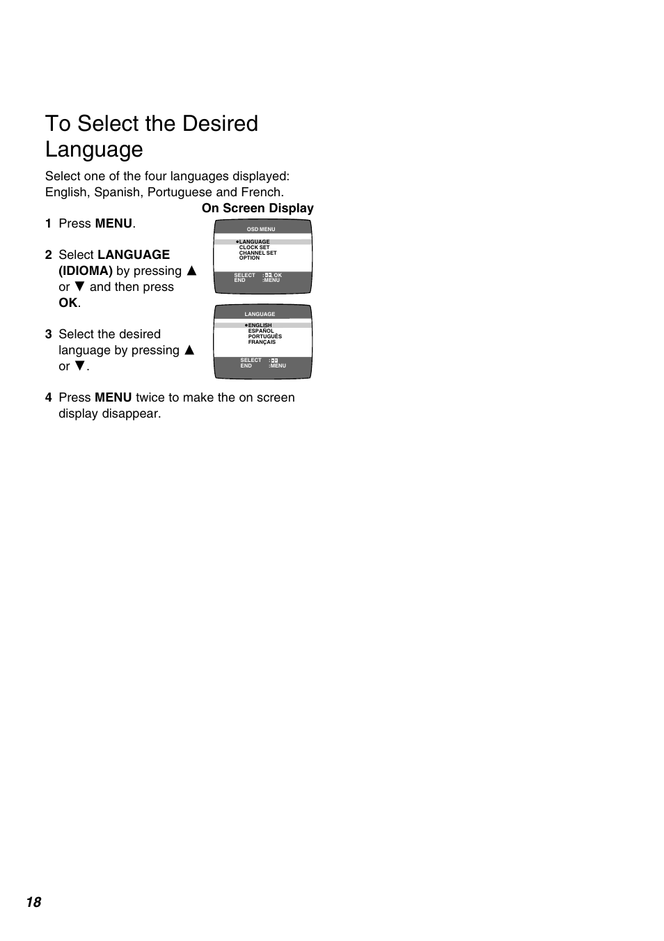 On screen display | Panasonic AG-1350P User Manual | Page 18 / 40