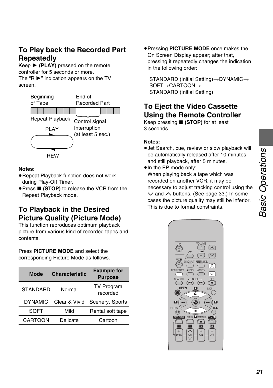 Basic operations | Panasonic AG-1350P User Manual | Page 21 / 40