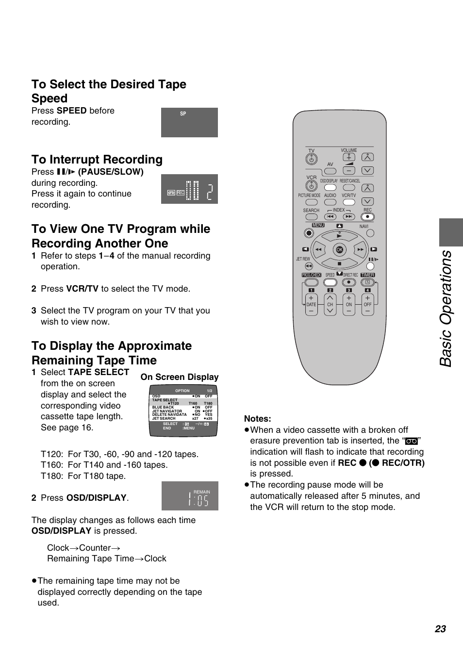 Basic operations, Press speed before recording, Xw x | Panasonic AG-1350P User Manual | Page 23 / 40