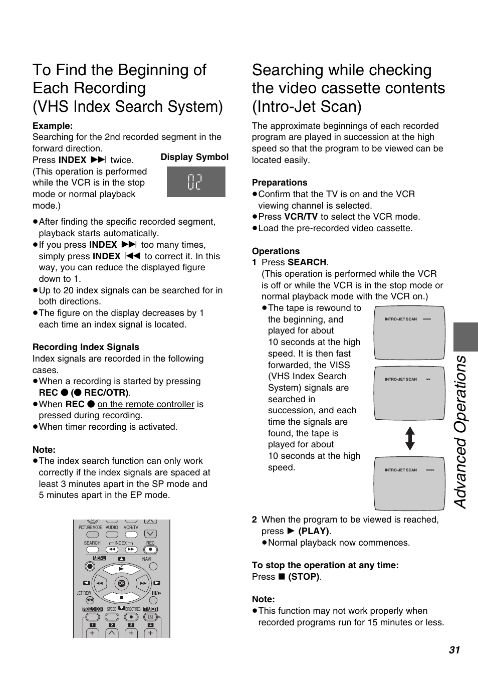 Advanced operations | Panasonic AG-1350P User Manual | Page 31 / 40