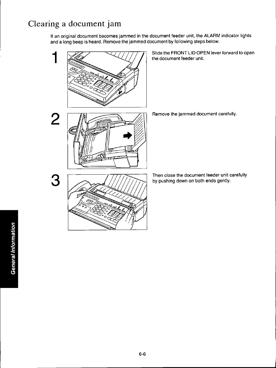 Clearing a document jam | Panasonic KXF150 User Manual | Page 114 / 132