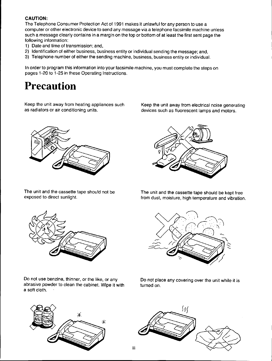 Caution, Precaution | Panasonic KXF150 User Manual | Page 3 / 132