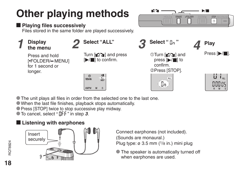 Other playing methods | Panasonic RR-US430 User Manual | Page 18 / 44