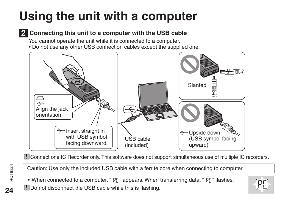 Using the unit with a computer | Panasonic RR-US430 User Manual | Page 24 / 44