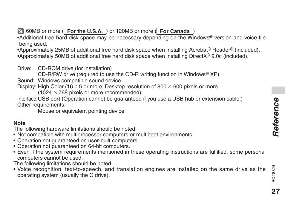 Ref erence | Panasonic RR-US430 User Manual | Page 27 / 44